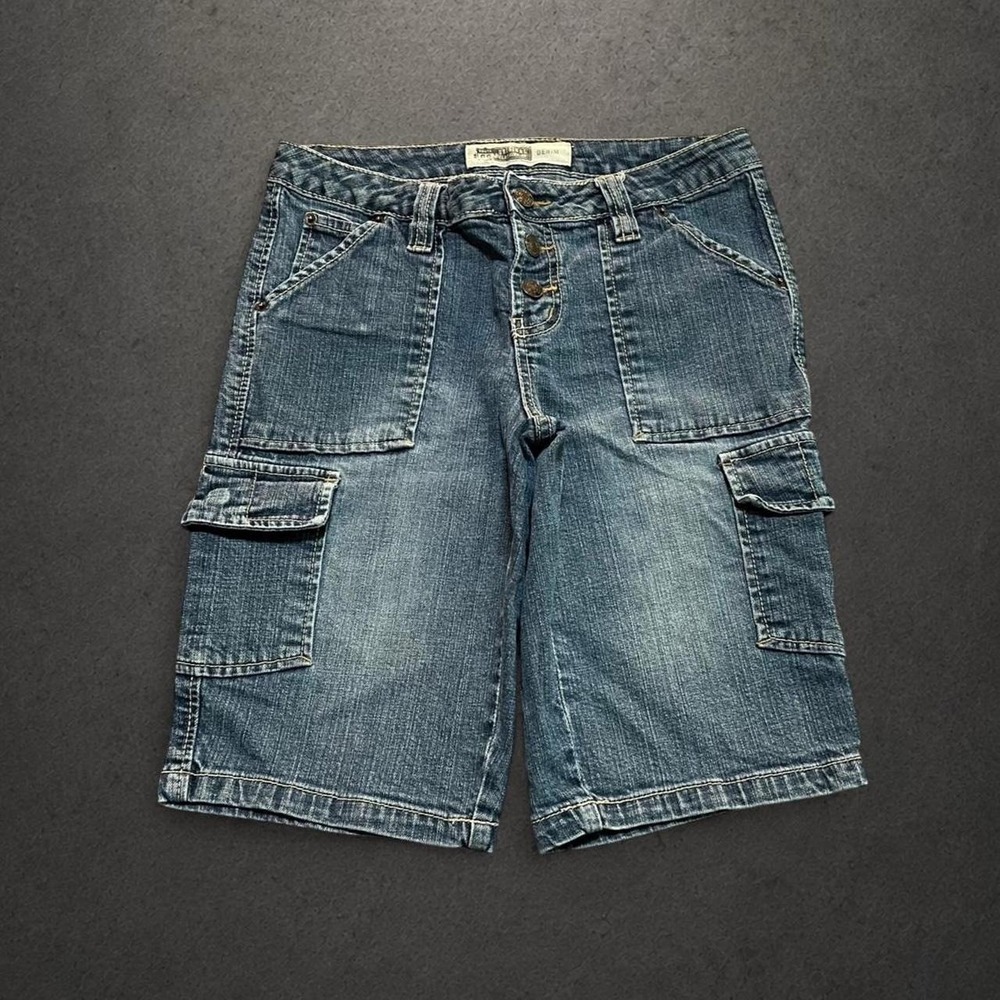 Y2K 2000s Grunge Indie Skater Workwear Streetwear Hip Hop Denim Cargo Shorts